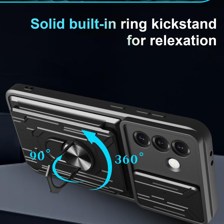 Custodia per telefono in TPU+PC con schermo scorrevole e slot per carte., For Samsung Galaxy S25 5G, For Samsung Galaxy S25+ 5G, For Samsung Galaxy S25 Ultra 5G
