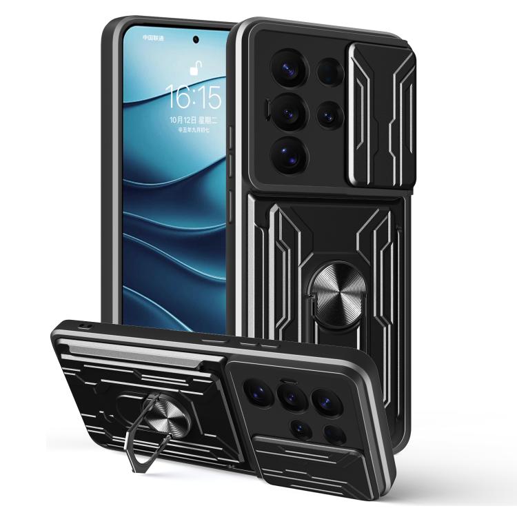 Custodia per telefono in TPU+PC con schermo scorrevole e slot per carte., For Samsung Galaxy S25 5G, For Samsung Galaxy S25+ 5G, For Samsung Galaxy S25 Ultra 5G
