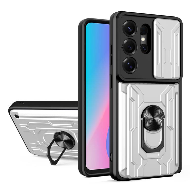 Custodia per telefono in TPU+PC con schermo scorrevole e slot per carte., For Samsung Galaxy S26+ 5G, For Samsung Galaxy S26 Ultra 5G, For Samsung Galaxy S26 5G