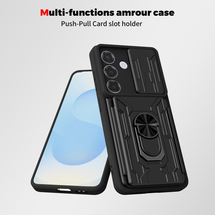 Custodia per telefono in TPU+PC con schermo scorrevole e slot per carte., For Samsung Galaxy S26+ 5G, For Samsung Galaxy S26 Ultra 5G, For Samsung Galaxy S26 5G