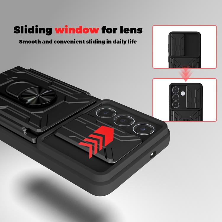 Custodia per telefono in TPU+PC con schermo scorrevole e slot per carte., For Samsung Galaxy S26+ 5G, For Samsung Galaxy S26 Ultra 5G, For Samsung Galaxy S26 5G