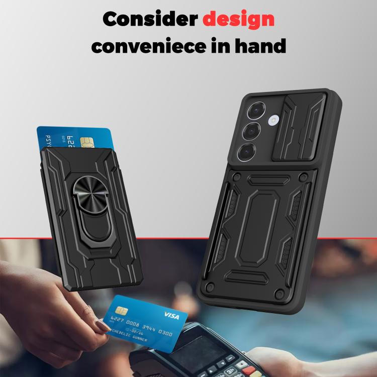 Custodia per telefono in TPU+PC con schermo scorrevole e slot per carte., For Samsung Galaxy S26+ 5G, For Samsung Galaxy S26 Ultra 5G, For Samsung Galaxy S26 5G