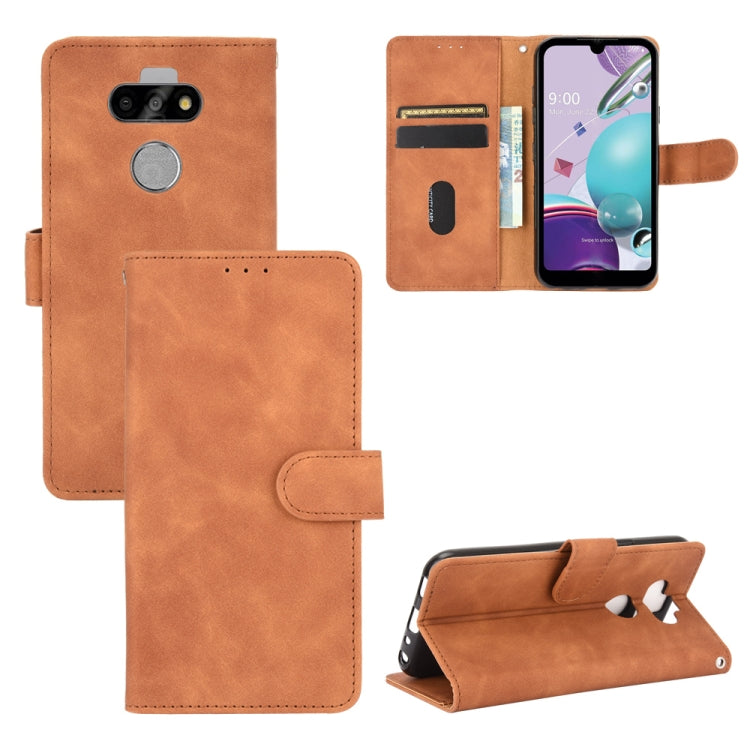 Tinta unita Skin Feel Fibbia magnetica Flip orizzontale Custodia in pelle PU con struttura in vitello con supporto e slot per schede e portafoglio, For LG G8s ThinQ, For LG Harmony 4, For LG K31 / Aristo 5, For LG K40S