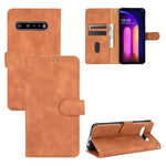 Tinta unita Skin Feel Fibbia magnetica Flip orizzontale Custodia in pelle PU con struttura in vitello con supporto e slot per schede e portafoglio, For LG Q70, For LG Style 3, For LG Stylo 6, For LG V60 ThinQ 5G
