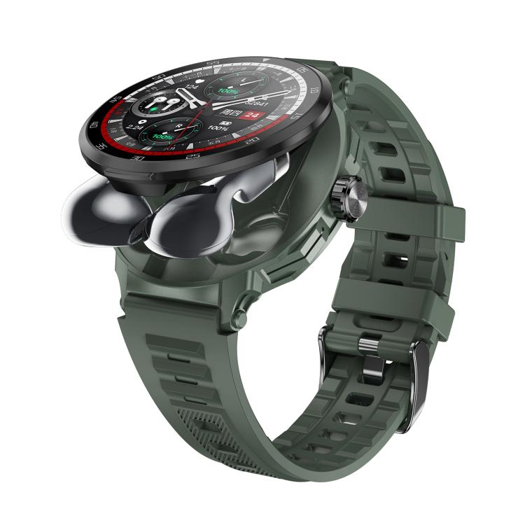 D11 Smartwatch 2 in 1 con auricolari Bluetooth da 1,46 pollici, supporto per chiamate Bluetooth, NFC e monitoraggio della frequenza cardiaca., D11 (Black), D11 (Green)