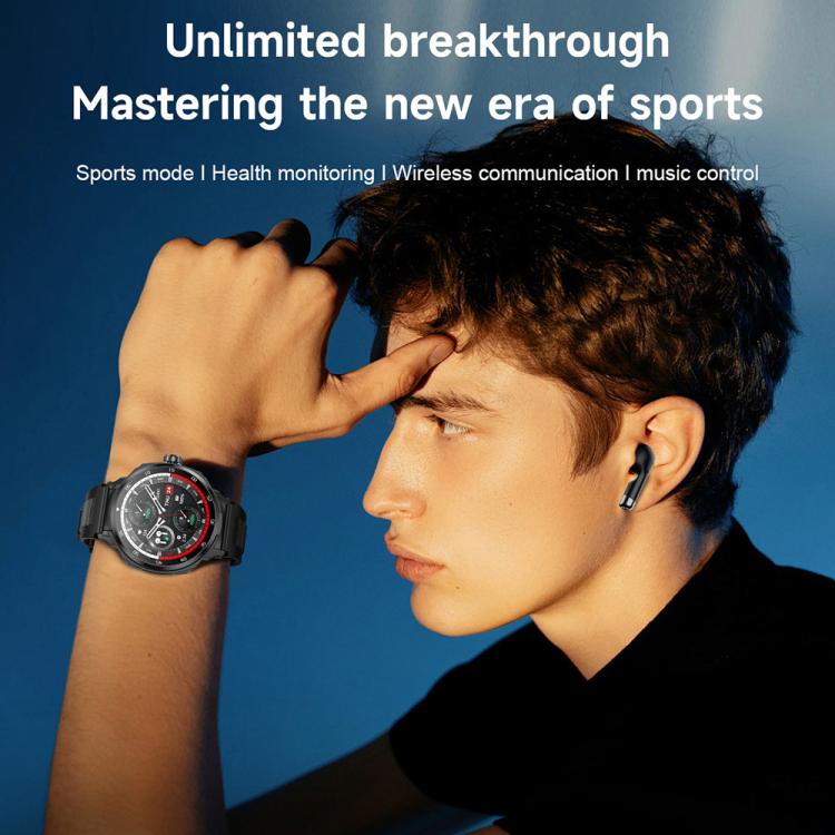 D11 Smartwatch 2 in 1 con auricolari Bluetooth da 1,46 pollici, supporto per chiamate Bluetooth, NFC e monitoraggio della frequenza cardiaca., D11 (Black), D11 (Green)