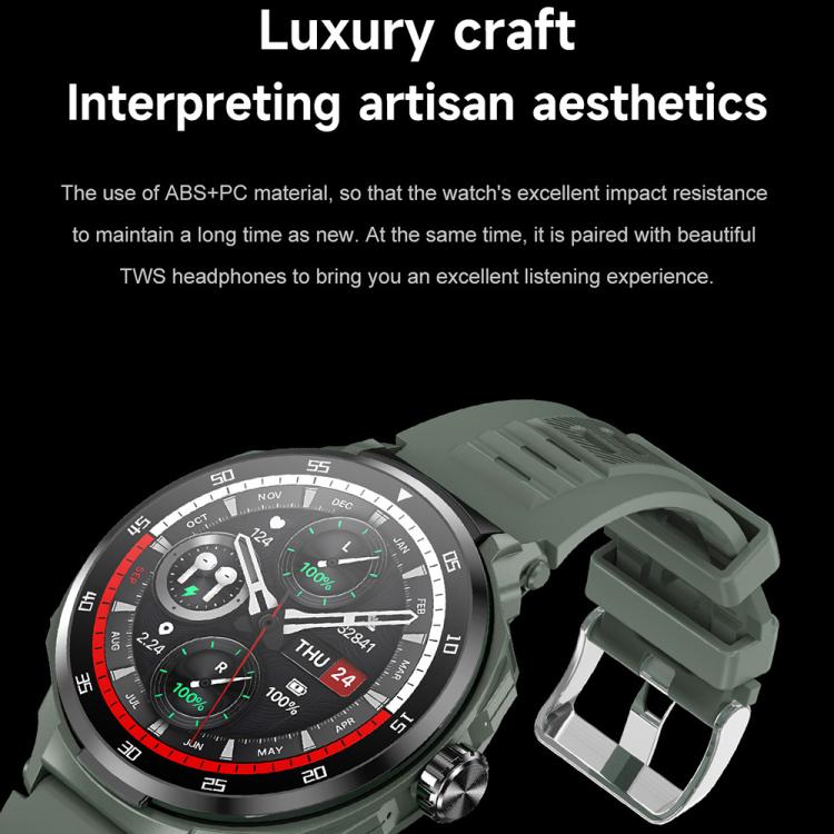 D11 Smartwatch 2 in 1 con auricolari Bluetooth da 1,46 pollici, supporto per chiamate Bluetooth, NFC e monitoraggio della frequenza cardiaca., D11 (Black), D11 (Green)