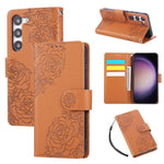 Custodia per telefono in pelle con tre scomparti per carte e motivo a rosa in rilievo., For Samsung Galaxy S23+ 5G, For Samsung Galaxy S23 5G, For Samsung Galaxy S22 Ultra 5G, For Samsung Galaxy S22+ 5G