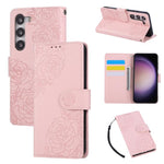 Custodia per telefono in pelle con tre scomparti per carte e motivo a rosa in rilievo., For Samsung Galaxy S23+ 5G, For Samsung Galaxy S23 5G, For Samsung Galaxy S22 Ultra 5G, For Samsung Galaxy S22+ 5G