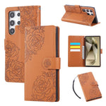 Custodia per telefono in pelle con tre scomparti per carte e motivo a rosa in rilievo., For Samsung Galaxy S24 FE 5G, For Samsung Galaxy S24 Ultra 5G, For Samsung Galaxy S23 FE 5G, For Samsung Galaxy S23 Ultra 5G