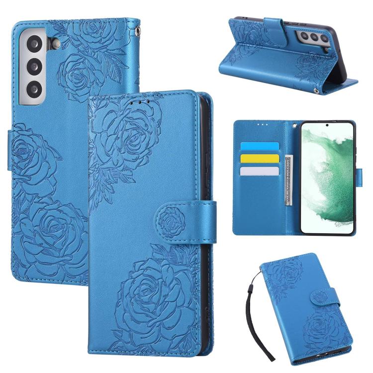 Custodia per telefono in pelle con tre scomparti per carte e motivo a rosa in rilievo., For Samsung Galaxy S23+ 5G, For Samsung Galaxy S23 5G, For Samsung Galaxy S22 Ultra 5G, For Samsung Galaxy S22+ 5G