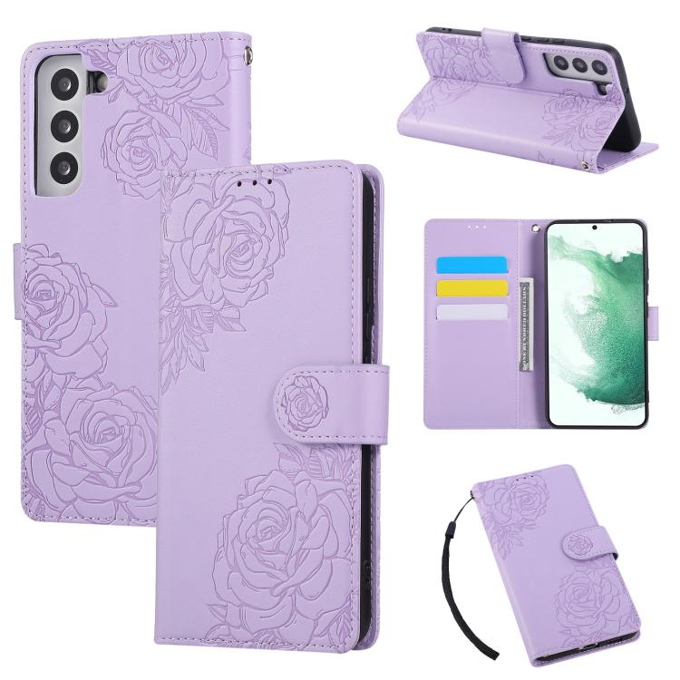 Custodia per telefono in pelle con tre scomparti per carte e motivo a rosa in rilievo., For Samsung Galaxy S23+ 5G, For Samsung Galaxy S23 5G, For Samsung Galaxy S22 Ultra 5G, For Samsung Galaxy S22+ 5G