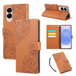 Custodia per telefono in pelle con tre scomparti per carte e motivo a rosa in rilievo., For Samsung Galaxy S25 Edge 5G, For Samsung Galaxy S25 / S24 5G, For Samsung Galaxy S25+ / S24+ 5G, For Samsung Galaxy S25 Ultra 5G
