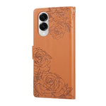 Custodia per telefono in pelle con tre scomparti per carte e motivo a rosa in rilievo., For Samsung Galaxy S25 Edge 5G, For Samsung Galaxy S25 / S24 5G, For Samsung Galaxy S25+ / S24+ 5G, For Samsung Galaxy S25 Ultra 5G