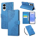 Custodia per telefono in pelle con tre scomparti per carte e motivo a rosa in rilievo., For Samsung Galaxy S25 Edge 5G, For Samsung Galaxy S25 / S24 5G, For Samsung Galaxy S25+ / S24+ 5G, For Samsung Galaxy S25 Ultra 5G