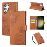 Custodia per telefono in pelle con tre scomparti per carte e motivo a rosa in rilievo., For Samsung Galaxy S24 FE 5G, For Samsung Galaxy S24 Ultra 5G, For Samsung Galaxy S23 FE 5G, For Samsung Galaxy S23 Ultra 5G