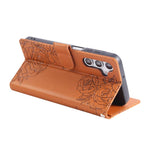 Custodia per telefono in pelle con tre scomparti per carte e motivo a rosa in rilievo., For Samsung Galaxy S24 FE 5G, For Samsung Galaxy S24 Ultra 5G, For Samsung Galaxy S23 FE 5G, For Samsung Galaxy S23 Ultra 5G