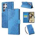 Custodia per telefono in pelle con tre scomparti per carte e motivo a rosa in rilievo., For Samsung Galaxy S23+ 5G, For Samsung Galaxy S23 5G, For Samsung Galaxy S22 Ultra 5G, For Samsung Galaxy S22+ 5G