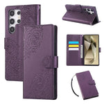 Custodia per telefono in pelle con tre scomparti per carte e motivo a rosa in rilievo., For Samsung Galaxy S23+ 5G, For Samsung Galaxy S23 5G, For Samsung Galaxy S22 Ultra 5G, For Samsung Galaxy S22+ 5G