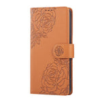 Custodia per telefono in pelle con tre scomparti per carte e motivo a rosa in rilievo., For Samsung Galaxy S22 5G