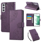 Custodia per telefono in pelle con tre scomparti per carte e motivo a rosa in rilievo., For Samsung Galaxy S22 5G