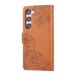 Custodia per telefono in pelle con tre scomparti per carte e motivo a rosa in rilievo., For Samsung Galaxy S23+ 5G, For Samsung Galaxy S23 5G, For Samsung Galaxy S22 Ultra 5G, For Samsung Galaxy S22+ 5G