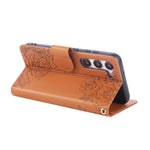 Custodia per telefono in pelle con tre scomparti per carte e motivo a rosa in rilievo., For Samsung Galaxy S23+ 5G, For Samsung Galaxy S23 5G, For Samsung Galaxy S22 Ultra 5G, For Samsung Galaxy S22+ 5G