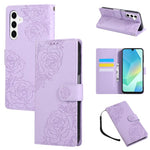 Custodia per telefono in pelle con tre scomparti per carte e motivo a rosa in rilievo., For Samsung Galaxy S26+ 5G, For Samsung Galaxy S26 Ultra 5G, For Samsung Galaxy S26 5G, For Samsung Galaxy S25 FE 5G