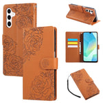Custodia per telefono in pelle con tre scomparti per carte e motivo a rosa in rilievo., For Samsung Galaxy S26+ 5G, For Samsung Galaxy S26 Ultra 5G, For Samsung Galaxy S26 5G, For Samsung Galaxy S25 FE 5G