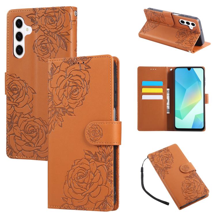 Custodia per telefono in pelle con tre scomparti per carte e motivo a rosa in rilievo., For Samsung Galaxy S26+ 5G, For Samsung Galaxy S26 Ultra 5G, For Samsung Galaxy S26 5G, For Samsung Galaxy S25 FE 5G