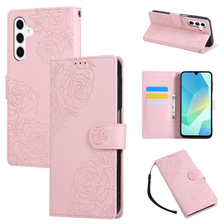 Custodia per telefono in pelle con tre scomparti per carte e motivo a rosa in rilievo., For Samsung Galaxy S26+ 5G, For Samsung Galaxy S26 Ultra 5G, For Samsung Galaxy S26 5G, For Samsung Galaxy S25 FE 5G