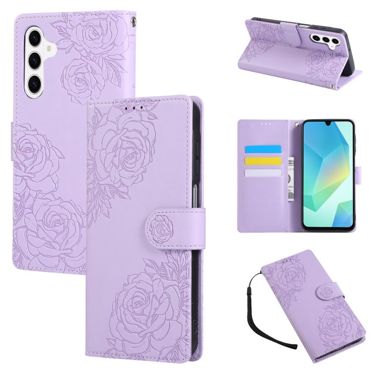 Custodia per telefono in pelle con tre scomparti per carte e motivo a rosa in rilievo., For Samsung Galaxy S26+ 5G, For Samsung Galaxy S26 Ultra 5G, For Samsung Galaxy S26 5G, For Samsung Galaxy S25 FE 5G