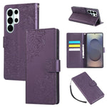 Custodia per telefono in pelle con tre scomparti per carte e motivo a rosa in rilievo., For Samsung Galaxy S26+ 5G, For Samsung Galaxy S26 Ultra 5G, For Samsung Galaxy S26 5G, For Samsung Galaxy S25 FE 5G
