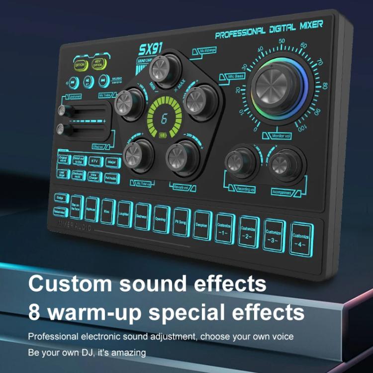 SX91 Multi-function Professional Mixer Mobile Phone Computer Live Streaming Sound Card, SX91