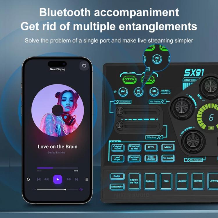 Mixer audio professionale SX91 con Bluetooth e phantom 48V
