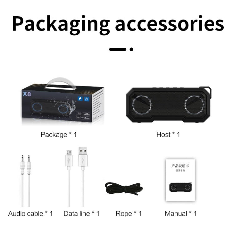 Altoparlante Bluetooth X8 con Subwoofer e Luce IPX7