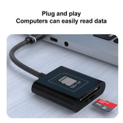 2 in 1 SD + TF Card Slot Reader, Type-C, USB+8 Pin