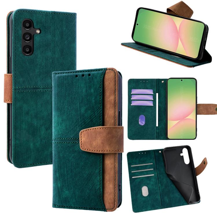 Custodia per telefono in similpelle con cuciture a contrasto e protezione RFID., For Galaxy A05s 4G, For Galaxy A25 5G Global, For Galaxy A24 4G, For Galaxy A04e 4G / M04