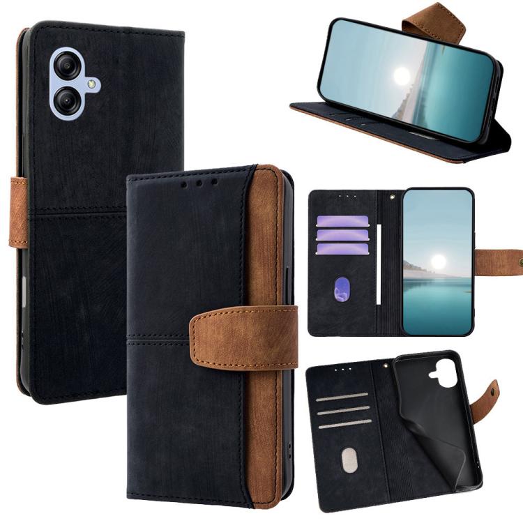 Custodia per telefono in similpelle con cuciture a contrasto e protezione RFID., For Galaxy A05s 4G, For Galaxy A25 5G Global, For Galaxy A24 4G, For Galaxy A04e 4G / M04