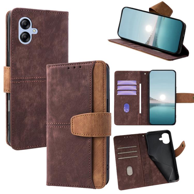Custodia per telefono in similpelle con cuciture a contrasto e protezione RFID., For Galaxy A05s 4G, For Galaxy A25 5G Global, For Galaxy A24 4G, For Galaxy A04e 4G / M04