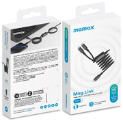 MOMAX DC85D Mag.Link 100W Type-C to Type-C 2 in 1 Magnetic Braided Data Cable, Length:1.5m