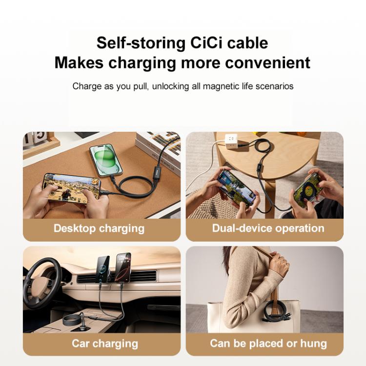 Cavo USB-C magnetico 2 in 1 100W 1,5m per smartphone