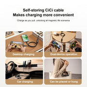 MOMAX DC85D Mag.Link 100W Type-C to Type-C 2 in 1 Magnetic Braided Data Cable, Length:1.5m