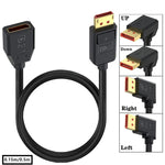 52Gbps 16K 30Hz DisplayPort Extension Adapter Cable, Length: 15cm, DP2.1 Male to DP2.1 Female Straight, DP2.1 Male to DP2.1 Female Upper Elbow, DP2.1 Male to DP2.1 Female Down Elbow, DP2.1 Male to DP2.1 Female Left Elbow                                ...