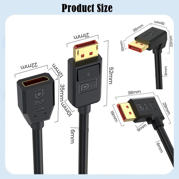 52Gbps 16K 30Hz DisplayPort Extension Adapter Cable, Length: 1.8m, DP2.1 to DP2.1 Straight, DP2.1 to DP2.1 Upper Elbow, DP2.1 to DP2.1 Down Elbow, DP2.1 to DP2.1 Left Elbow, DP2.1 to DP2.1 Right Elbow