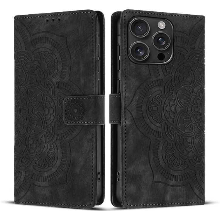 Custodia per telefono in pelle satinata stile retrò con mandala in rilievo., For iPhone Air, For iPhone 16 Pro Max, For iPhone 16 Pro, For iPhone 16 Plus