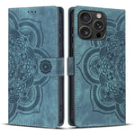 Custodia per telefono in pelle satinata stile retrò con mandala in rilievo., For iPhone Air, For iPhone 16 Pro Max, For iPhone 16 Pro, For iPhone 16 Plus
