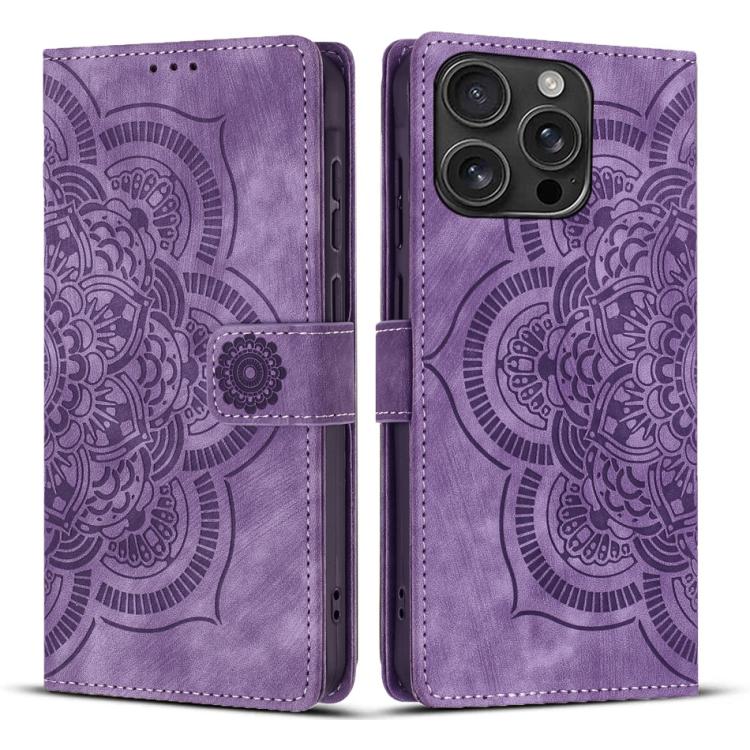 Custodia per telefono in pelle satinata stile retrò con mandala in rilievo., For iPhone Air, For iPhone 16 Pro Max, For iPhone 16 Pro, For iPhone 16 Plus