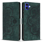 Custodia per telefono in pelle satinata stile retrò con mandala in rilievo., For iPhone Air, For iPhone 16 Pro Max, For iPhone 16 Pro, For iPhone 16 Plus