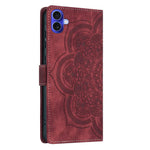 Custodia per telefono in pelle satinata stile retrò con mandala in rilievo., For iPhone 16, For iPhone 15 Pro Max, For iPhone 15 Pro, For iPhone 15 Plus